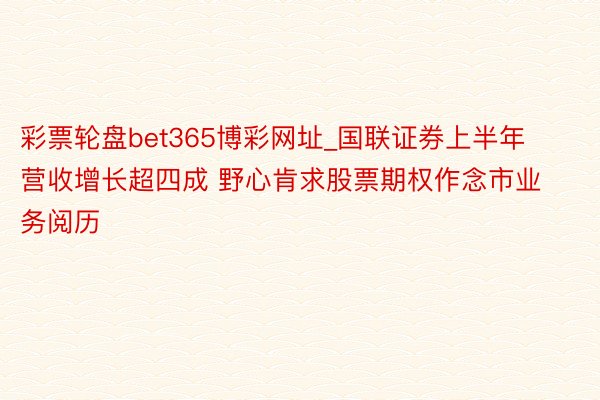 彩票轮盘bet365博彩网址_国联证券上半年营收增长超四成 野心肯求股票期权作念市业务阅历