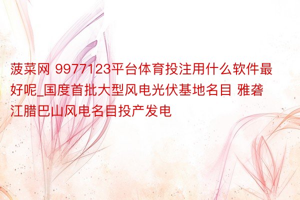 菠菜网 9977123平台体育投注用什么软件最好呢_国度首批大型风电光伏基地名目 雅砻江腊巴山风电名目投产发电